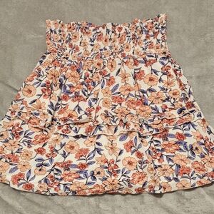 Kendall & Kylie Strapless Floral Ruched Shirt Women’s Large